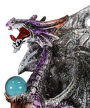 Ebros Lavender Dragon with LED Light On Lava Mountain 8.5 Inches Tall Fantasy