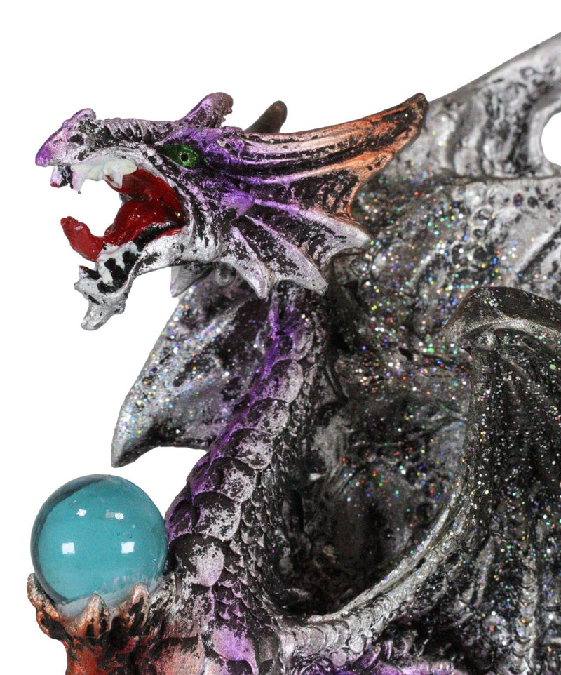 Ebros Lavender Dragon with LED Light On Lava Mountain 8.5 Inches Tall Fantasy