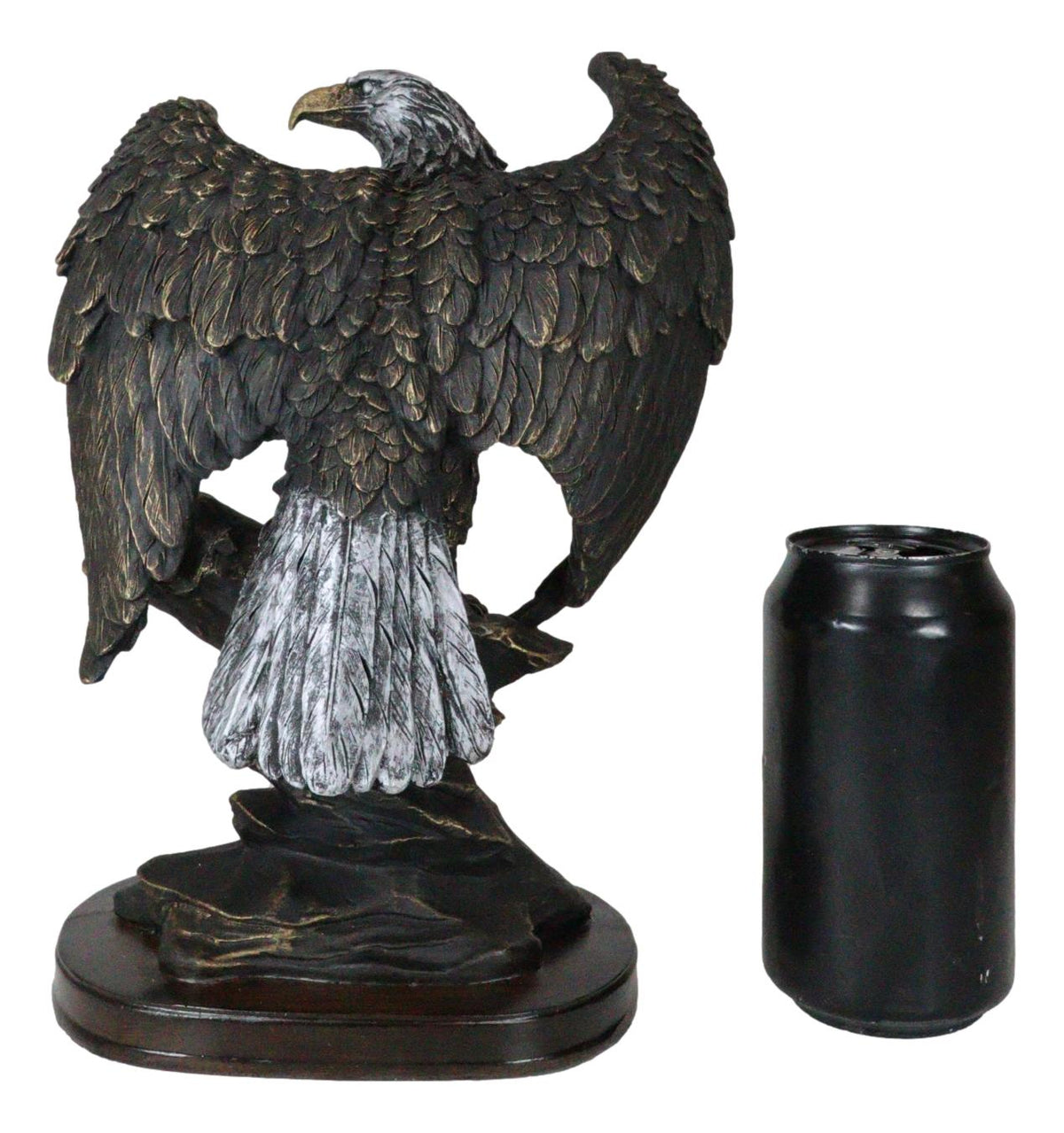 American Patriotic Large Bald Eagle Perched On Rocky Cliff Resin Figurine 10"H - Ebros Gift