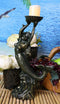 Cast Iron 15"H Under The Sea Mermaid Holding Up Sea Shell Candle Holder Statue