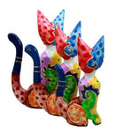 Balinese Wood Handicrafts Colorful Feline Cat Family Set of 3 Decor Figurines