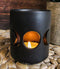 Pack Of 2 Wicca Triple Moon Goddess Black Ceramic Tea Light Votive Candle Holder