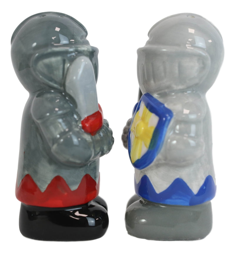 Ceramic Medieval Suit Of Armor Crusader Knights Salt Pepper Shakers Figurine Set