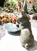 Brer Rabbit Pulling Large Leaf With Blue Jay Garden Bird Bath And Feeder Statue