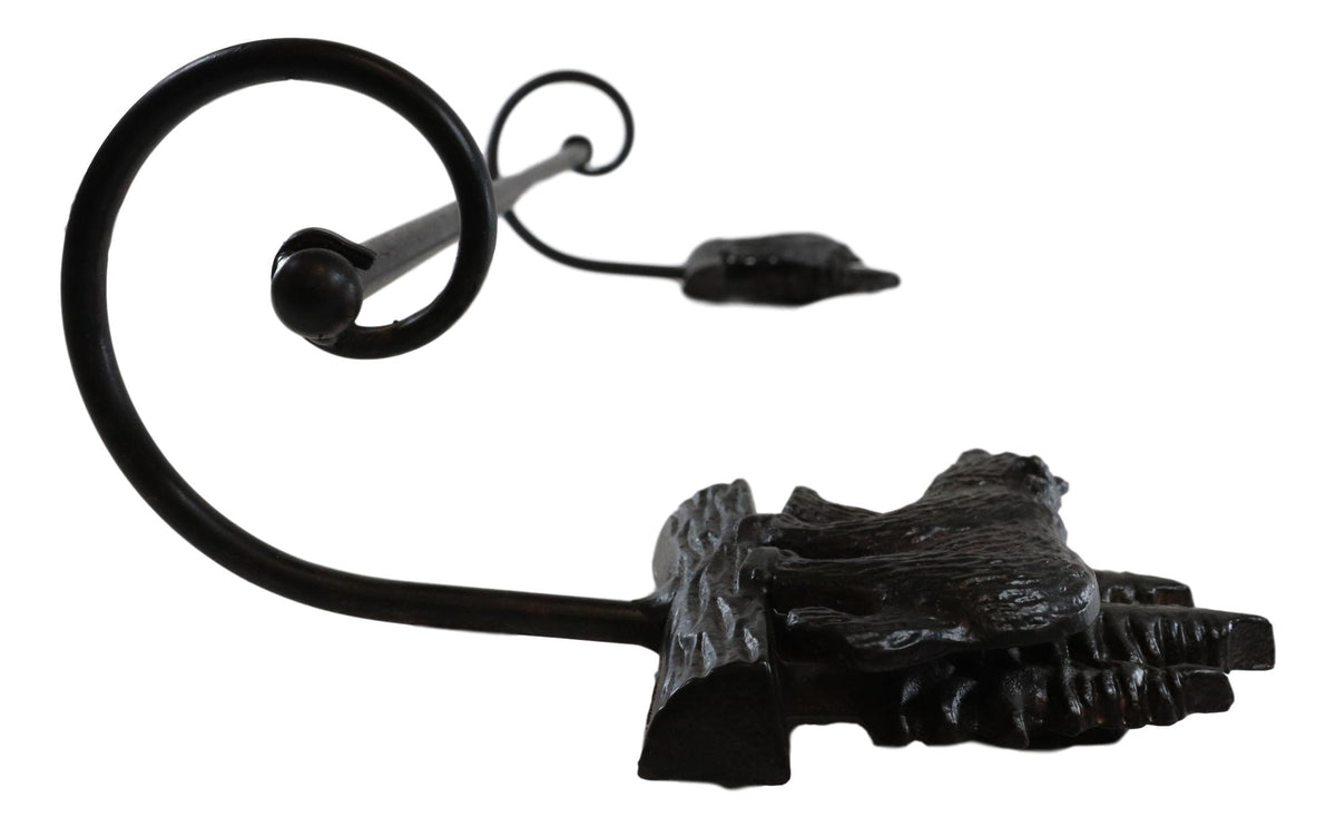 Cast Iron 24"L Rustic Forest Black Bear By Pine Trees Wall Bath Towel Bar Rack