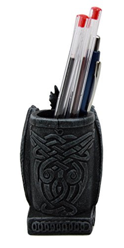 Ebros Medieval Fantasy Smaug Dragon Stationery Holder Statue Gothic Dragons Organizer Office Desktop Pen Pencil Holder Figurine 4.75" Tall Gothic Gargoyle Sentry - Ebros Gift