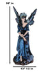 Large Iridescent Winged Peacock Train Blue Masquerade Fairy With Owl Statue