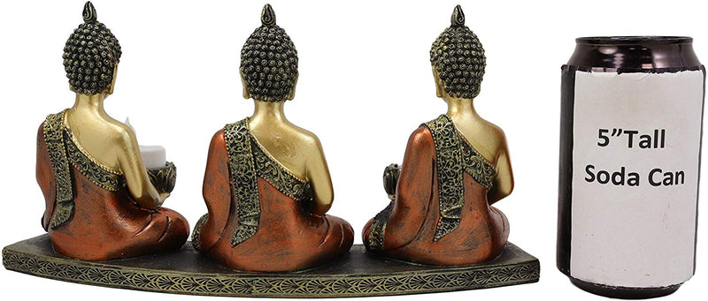 Ebros Trikaya Three Meditating Buddha Votive Tea Light Candles Holder 10.75" L