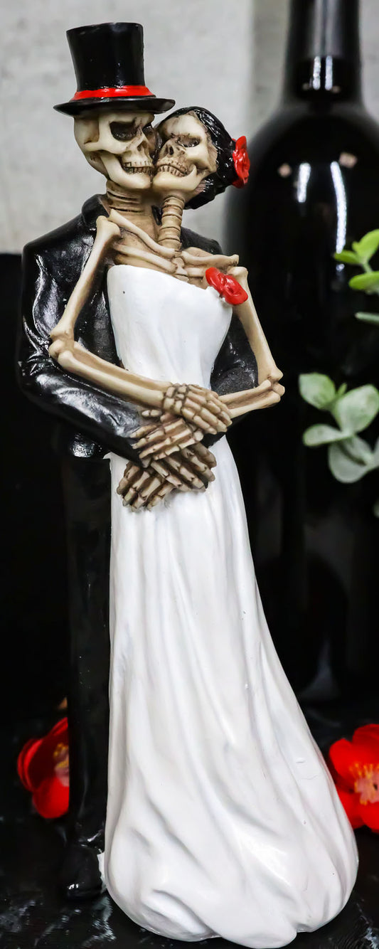 Ebros Love Never Dies Wedding Skeleton Statue Wedding Pose Couple Figurine 8"H - Ebros Gift