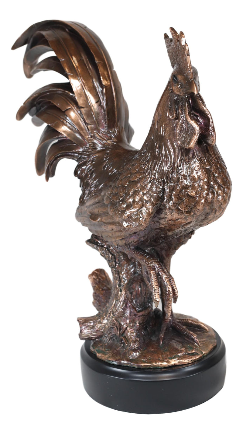 Ebros Decorative Large Rustic Country Farm Rooster Bronze Electroplated Statue