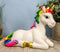 Ebros Beautiful Rainbow Mane Gold Horn Unicorn Mare Horse Sitting In Repose Figurine