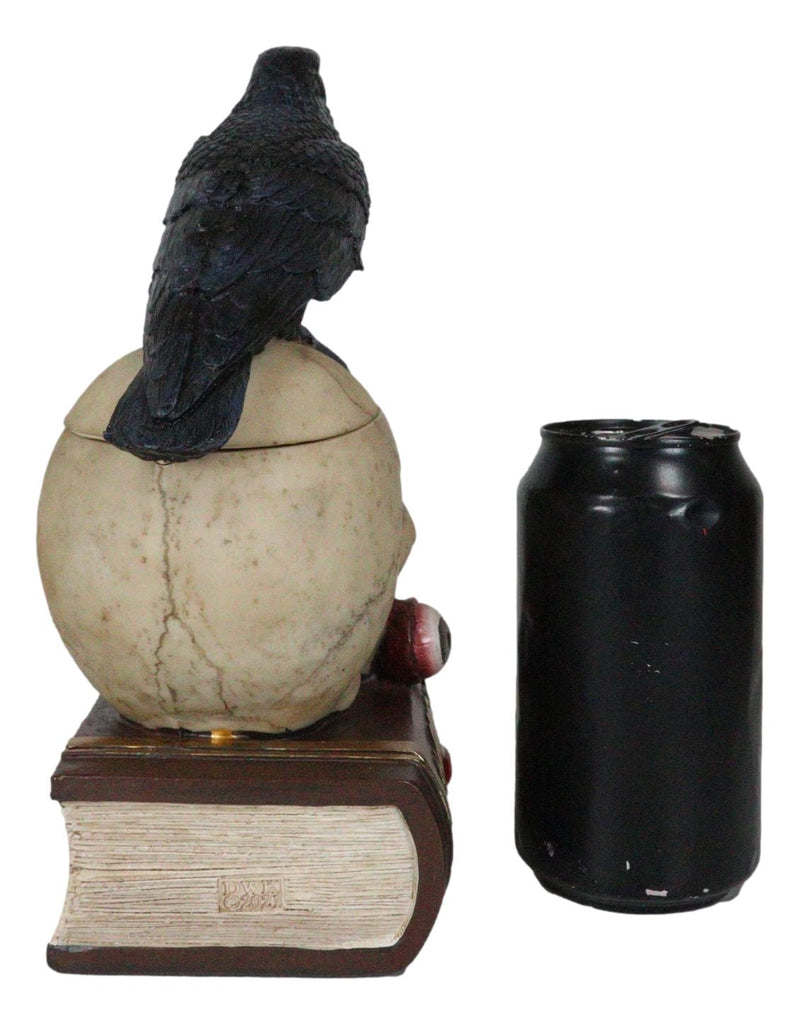 Gothic Crow Perching On Books And Skull With Plucked Eye Decorative Jewelry Box