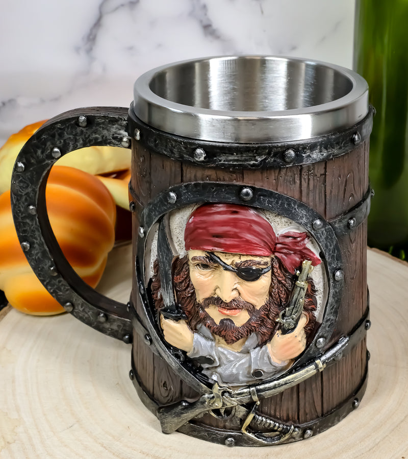 Ebros Caribbean Seas Pirate Captain Sparrow And Hook Large Tankard Coffee Mug