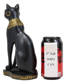 Ebros Black And Gold Egyptian Goddess Bastet Cat Sitting Figurine 9"H Decor Statue