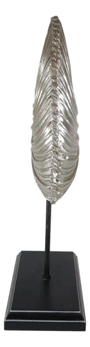 19"H Large Silver Gold Leaf Resin Marine Sea Spiral Nautilus Shell On Pole Stand