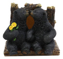 Ebros Romantic Kissing Black Bears Seated By Tree Logs Kitchen Napkin Holder 5"H