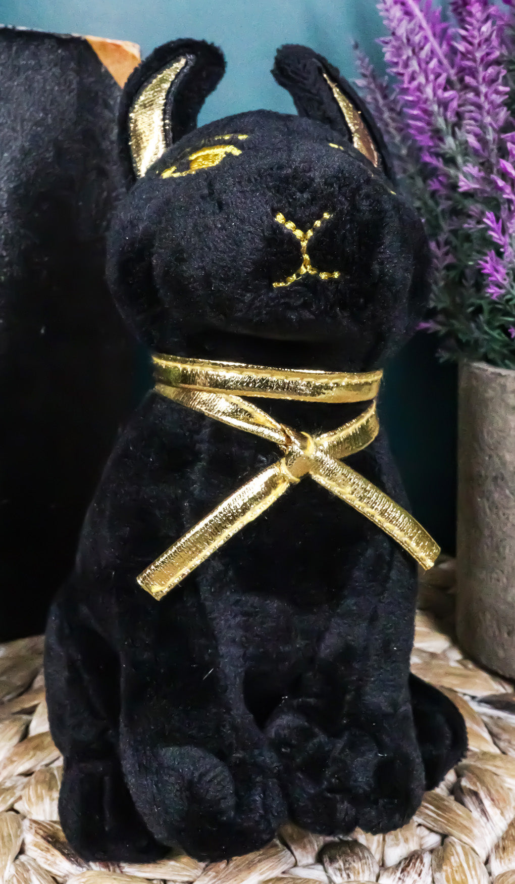 Ebros Small Black & Gold Egyptian Anubis Dog Plush Toy Soft Doll God of Afterlife Jackal Collectible 6" H - Ebros Gift