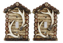 Pack of 2 Rustic Log Cabin Deer Antlers Single Toggle Switch Wall Outlet Plate
