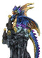 Iridescent Blue Wyrmling Dragon On Rocky Mountain Treasure Castle Top Figurine