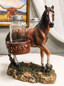 Rustic Western Brown Chestnut Horse With Saddlebags Salt Pepper Shakers Figurine