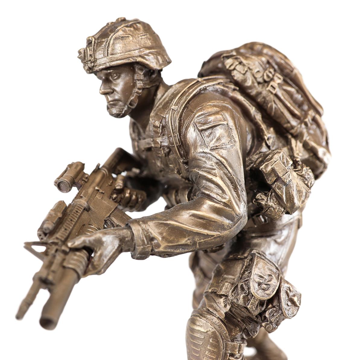 Ebros Military Marine Infantry Soldier with Rifle Taking Ground Statue 9.5"Tall