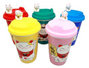 Ebros Gift Multi Colored Lucky Cat Maneki Neko Ceramic Tall Drink Mug Cup With Silicone Lid Set of 5