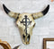 12"W Rustic Nail Spikes And Crown Of Thorns Cross Bison Bull Skull Wall Plaque