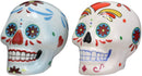 Ebros Colorful Day Of The Dead Blue And White Sugar Skulls Salt And Pepper Shakers Set