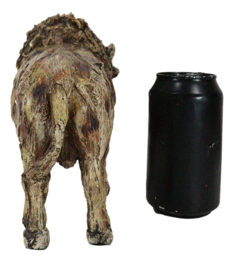 Native American Grassland Plains Wild Bison Buffalo Faux Wooden Resin Sculpture