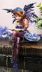 Ebros Blue Bookworm Fairy Shelf Sitter Figurine 4" Tall Whimsical Fantasy Faerie
