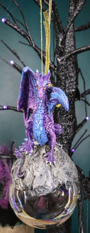 Ruth Thompson Midnight Dragon Perching On Glass Ball 5.25"H Ornament Figurine