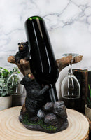 Ebros Gift 10" Tall Climbing Black Bear Liquor Wine Glasses and Bottle Valet Holder Decorative Figurine