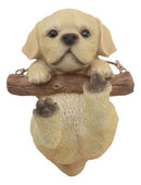 Lifelike Yellow Labrador Puppy Macrame Branch Hanger 5"Tall With Jute Strings