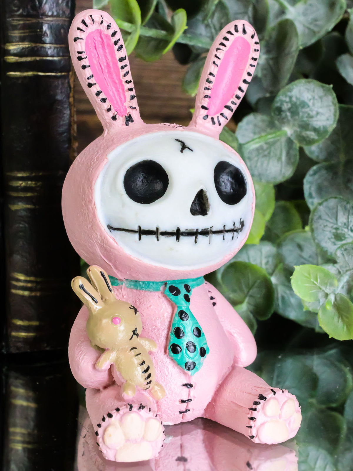 Furrybones Pink Bunnie Bun Rabbit Skeleton Figurine Small Furry Bones Skull - Ebros Gift