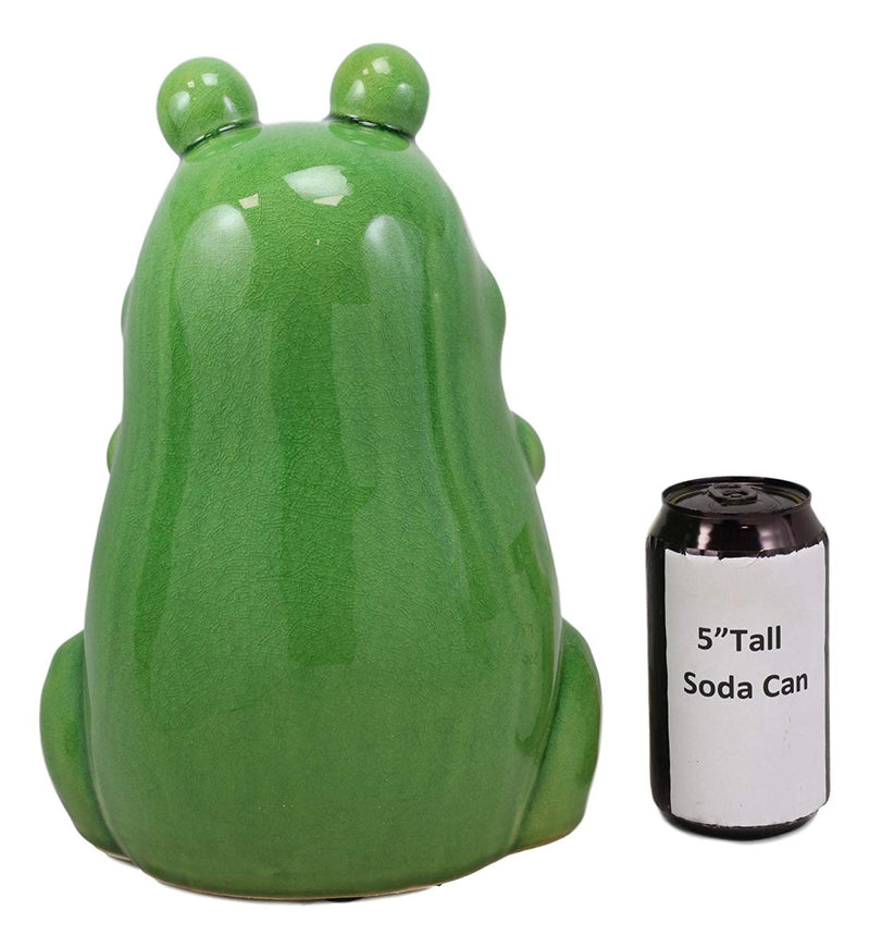 Ebros 11.25" Tall Lilypad Wishes Ceramic Whimsical Meditating Yoga Green Frog Home and Garden Statue Praying Frogs Decorative Sculpture Accent - Ebros Gift