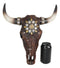 Western Faux Patched Denim Steer Cow Skull With Star And Conchos Wall Decor