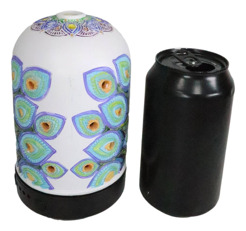 Ebros Beautiful Wildlife Peacock Train Aroma Oil Diffuser With Colorful LED Lights