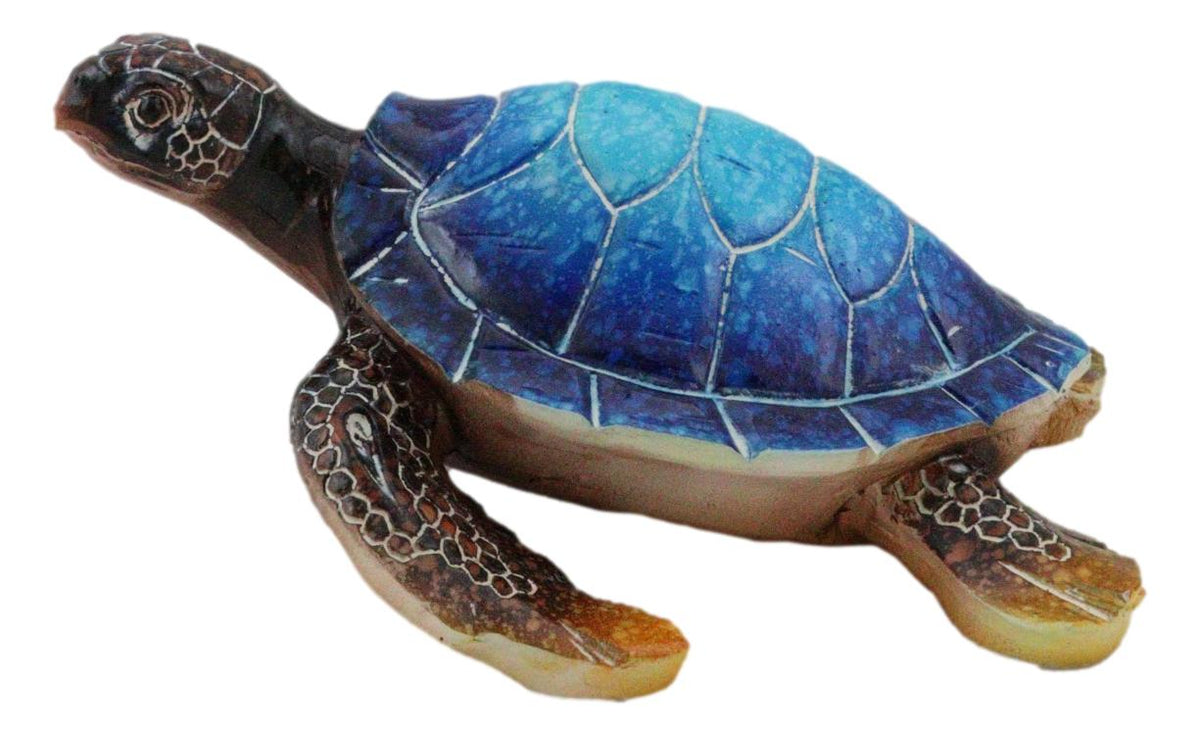 Nautical Ocean Blue Hues Giant Sea Turtle Swimming Decorative Figurine Tortoise
