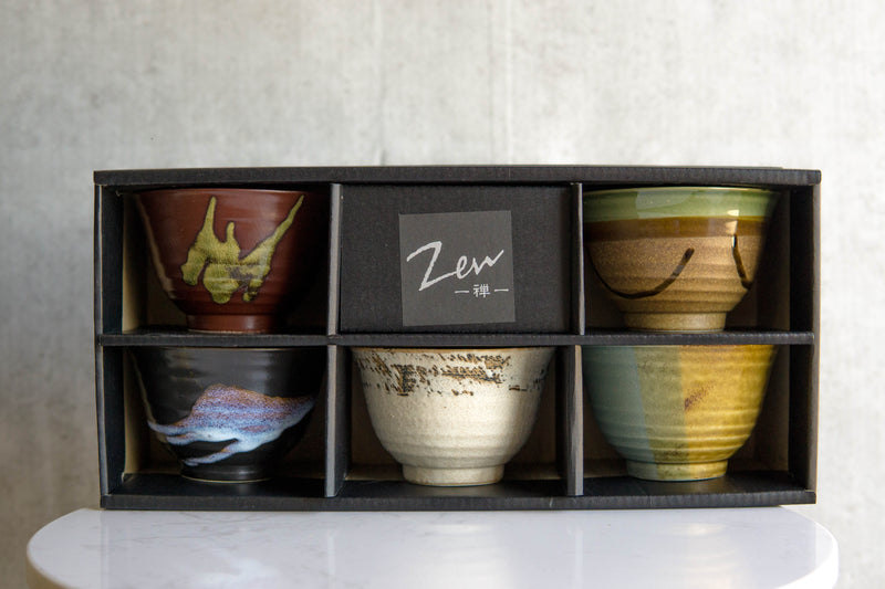 Pack Of 5 Made In Japan Colorful Gradient Art Kiln Natural Glazed Ceramic Bowls