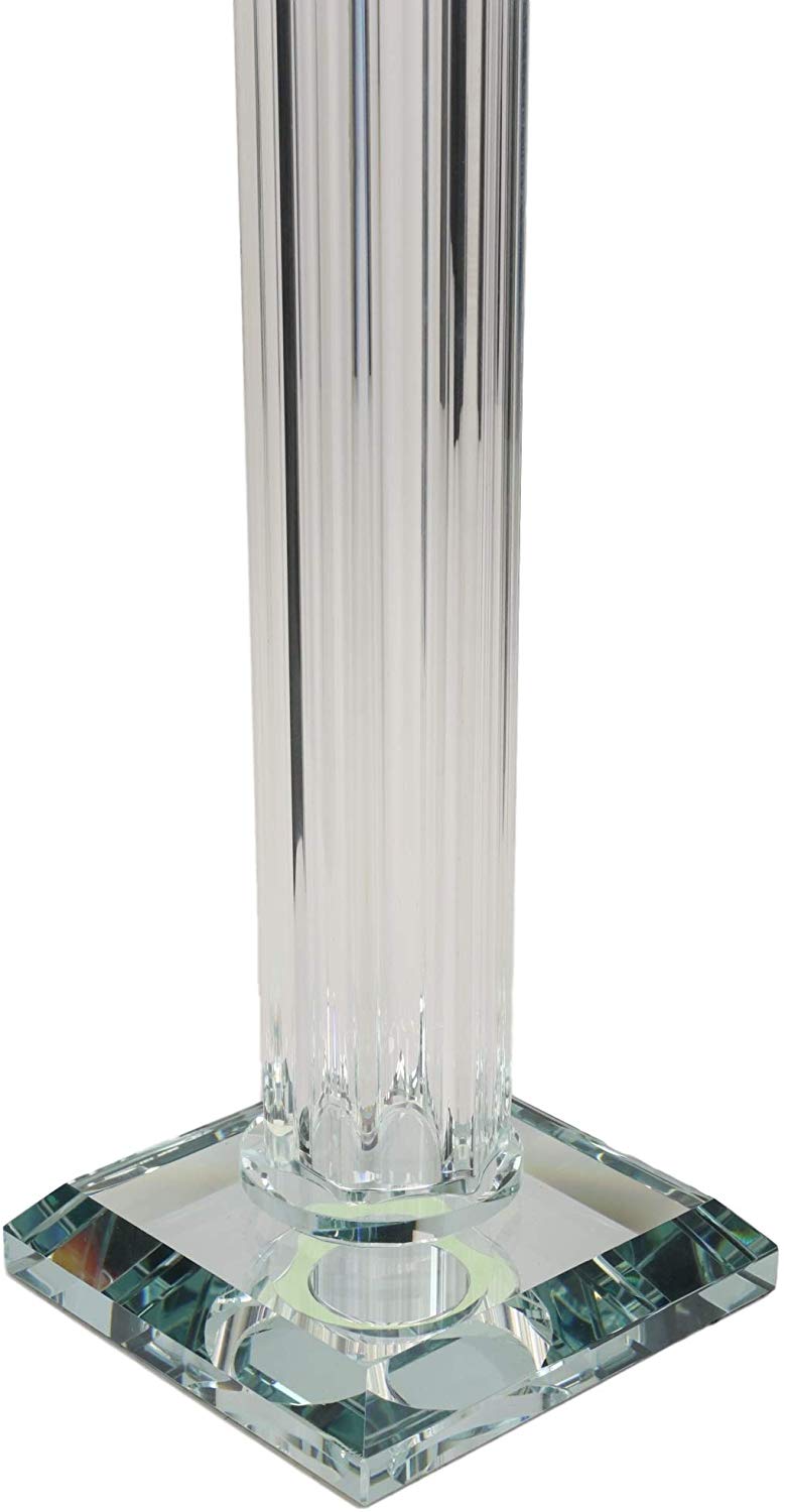 Ebros Contemporary Crystal Glass Pillar Column Candle Holder Candlestick Candleholder Decor Figurine for Mantelpiece Countertop Table Master Bedroom Living Room Accent (21.5" High)