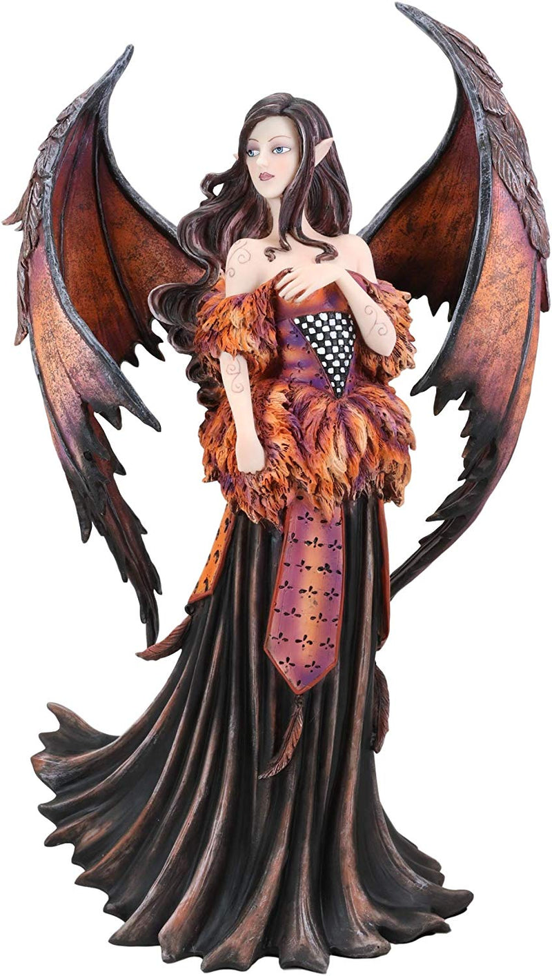 Ebros Amy Brown Large Gothic Autumn Fall Fire Bat Winged Elf Fairy Statue 17"H
