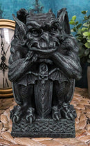 Ebros Stoic Warrior Notre Dame Gargoyle Holding Gothic Bat Sword Figurine 6.5"H