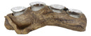 Ebros Rustic Black Bear Sleeping On Log With 4 Votive Candles Holder Figurine 12"Long