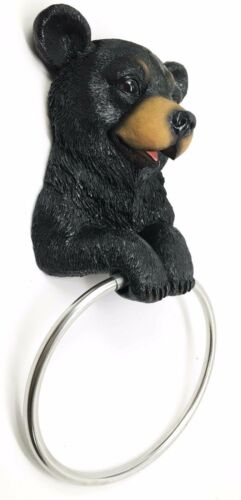 Black Bear Toilet Paper and Hand Towel Holder Set Whimsical Bear Bathroom Decors