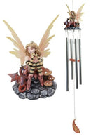 Whimsical Toadstool Mushroom Bumblebee Fairy With Red Dragon Wind Chime 28" Long