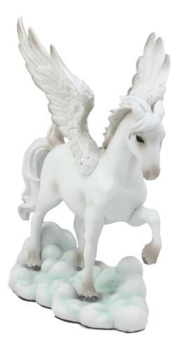 Ebros White Pegasus Horse Flying Over Clouds of Olympus Figurine 7" H Greek Mythology Decor Statue for Desk or Shelf Decorative Sculpture Fantasy Gifts for Girls Women