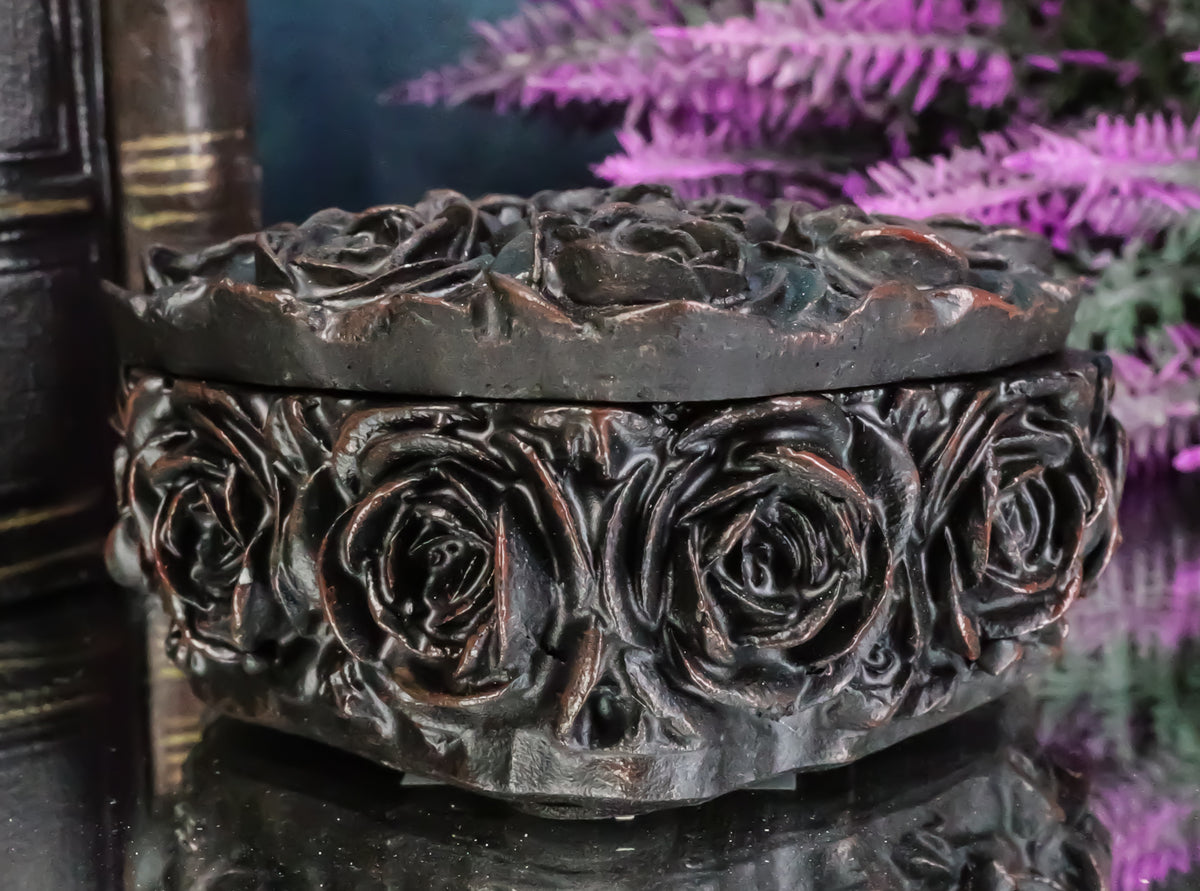 Beauty From Ashes Dark Romance Gothic Black Roses Heart Decorative Jewelry Box