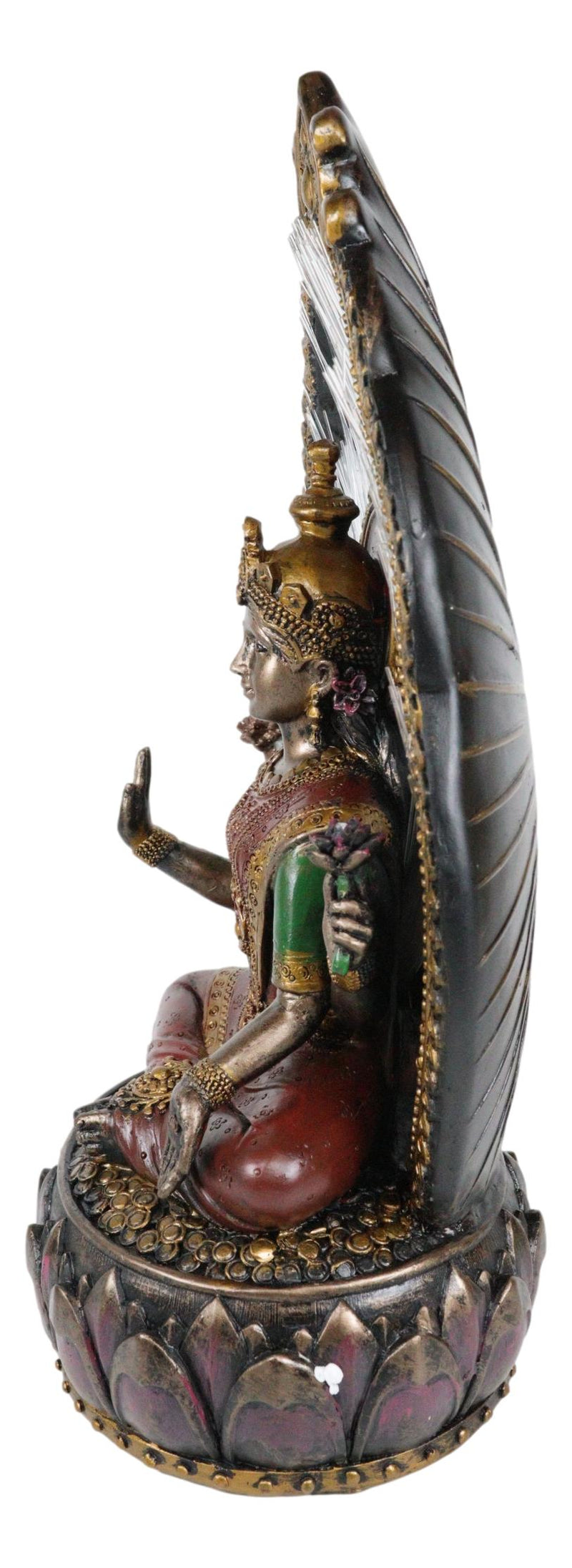 Ebros Vastu Hindu Goddess Lakshmi On Lotus Throne Colorful Fiber Optics Light Figurine