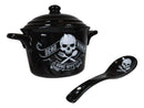 Macabre Dead Hungry Skull Bone Appetit Fine Bone China Bowl With Spoon And Lid