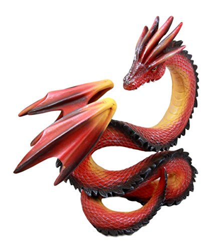 Ebros Gift Red Magma Imperial Long Serpentine Dragon Decorative Figurine 10.75"H